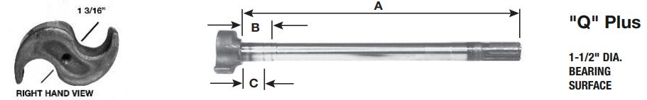 Multi-Application 1-1/2"-10 Spline. - 16-1/2" and 18" Dia. Trailer Brakes / Meritor Drive Axle