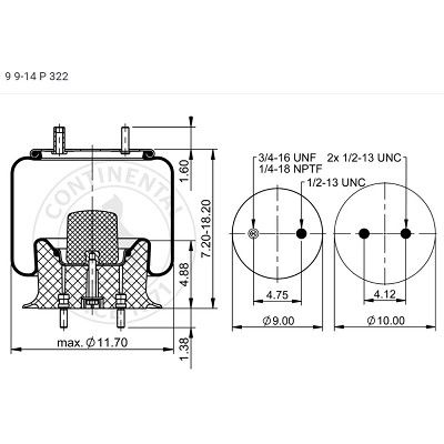 ContiTech AS9415 Air Spring - Kenworth K-303-5 