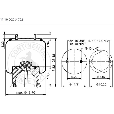 ContiTech AS5514 Air Spring - W01-358-5514 1R14-170 