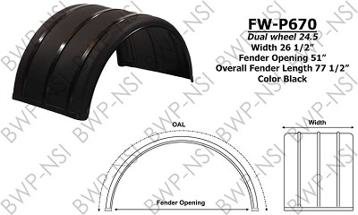 FW-P670 - Poly Fender 24.5 Single Arch 